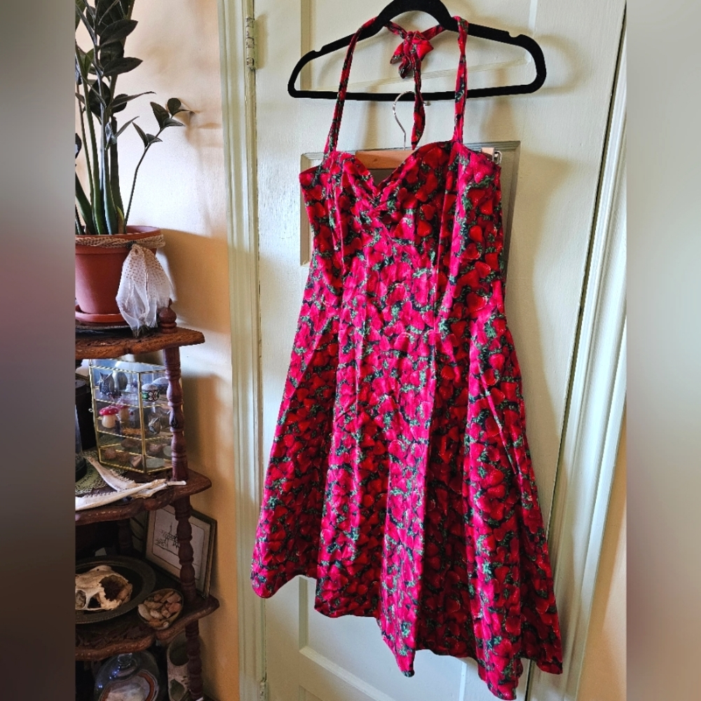 Strawberry print halter Heart of Haute swing dress
